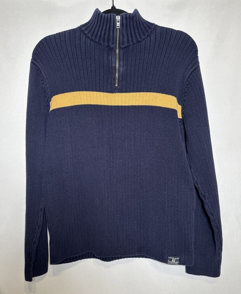 American Eagle Sweater Men's Small Vintage Slim Fit 1/4 Zip Pullover Ribbed